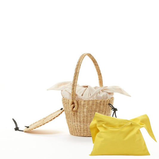 Lou - Straw HDL - Yellow Cotton T Pouch