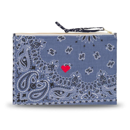 Zipped pouch - HEART - Chambray / Navy