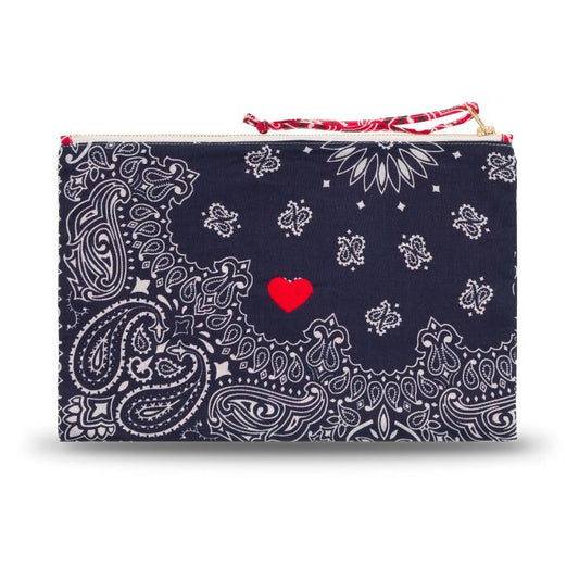 Zipped pouch - HEART - Navy / Real Red