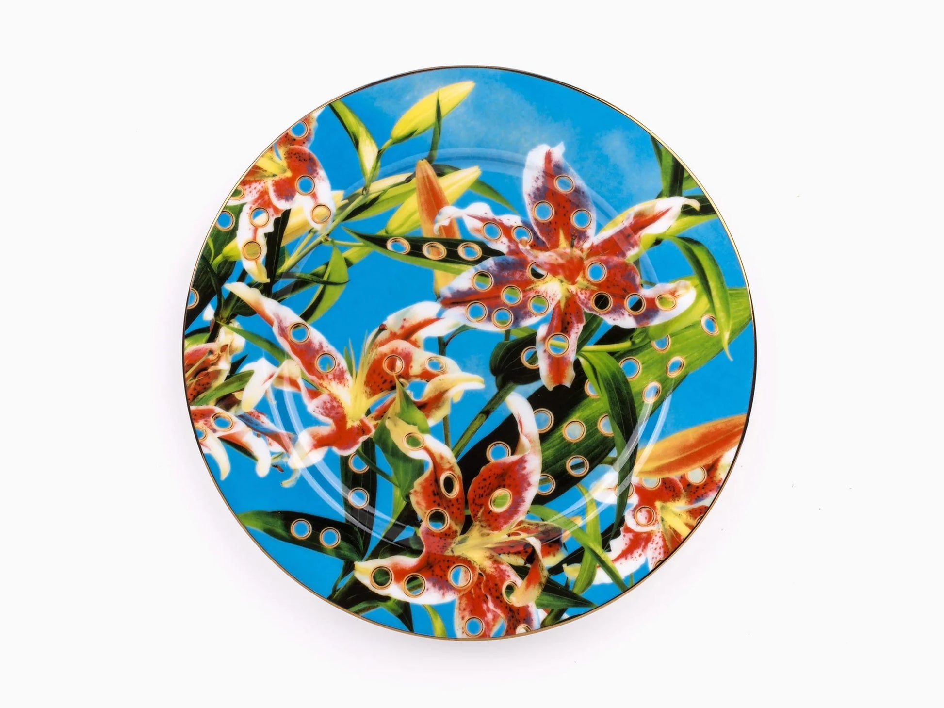 Seletti wears Toiletpaper - porcelain plate gold border Flowers