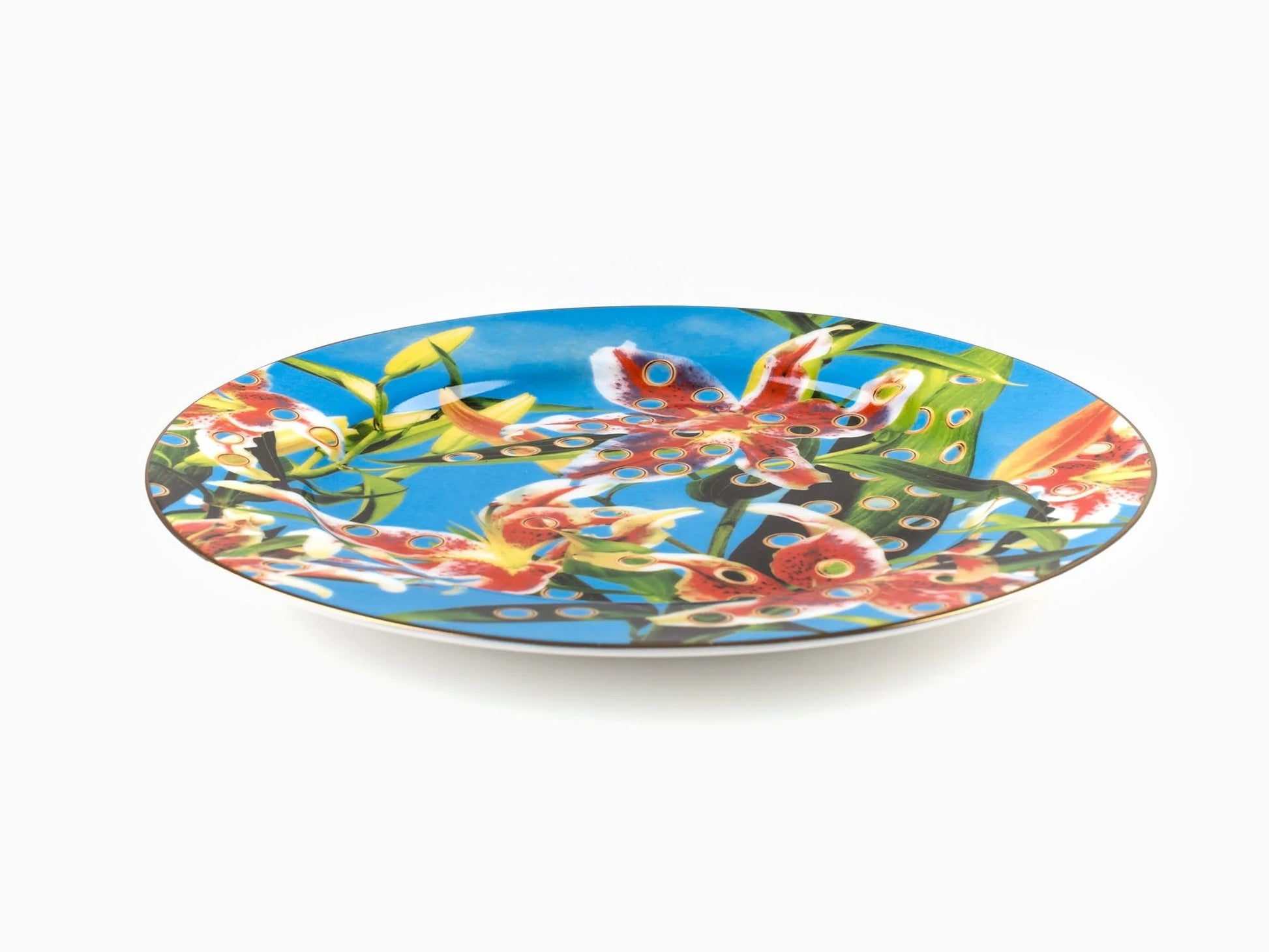 Seletti wears Toiletpaper - porcelain plate gold border Flowers