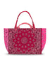 Quilted Maxi Cabas Tote - PATCHWORK - Burgundy / Pink