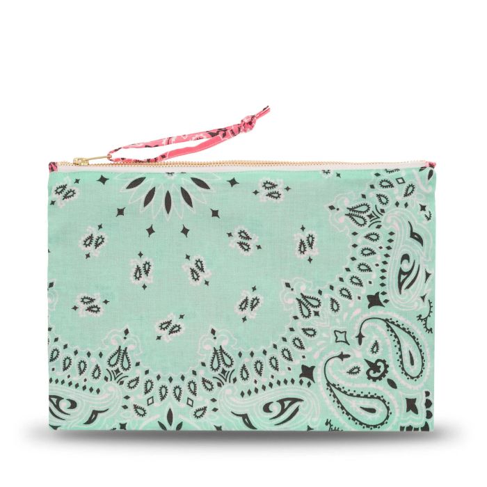 Zippered Quilted Pouch - RAINBOW - Mint / Strawberry / Pink