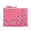 Zipped Quilted Pouch - HEART - Strawberry Pink / Real Red