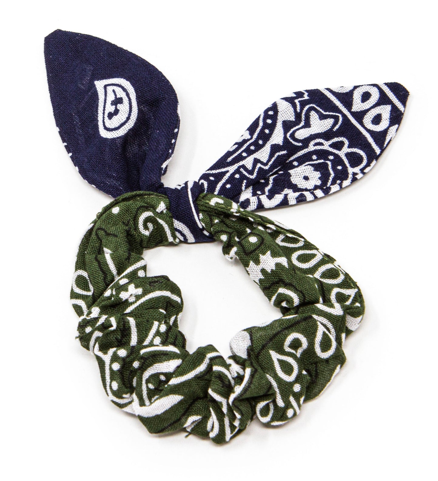 Bandana Scrunchie Khaki/Navy