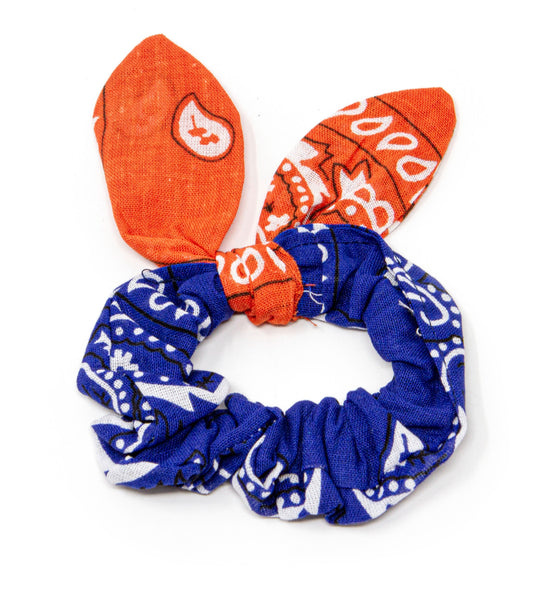 Bandana Scrunchie Orange/Cerulean