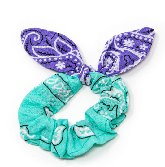 Bandana Scrunchie Mint/Purple