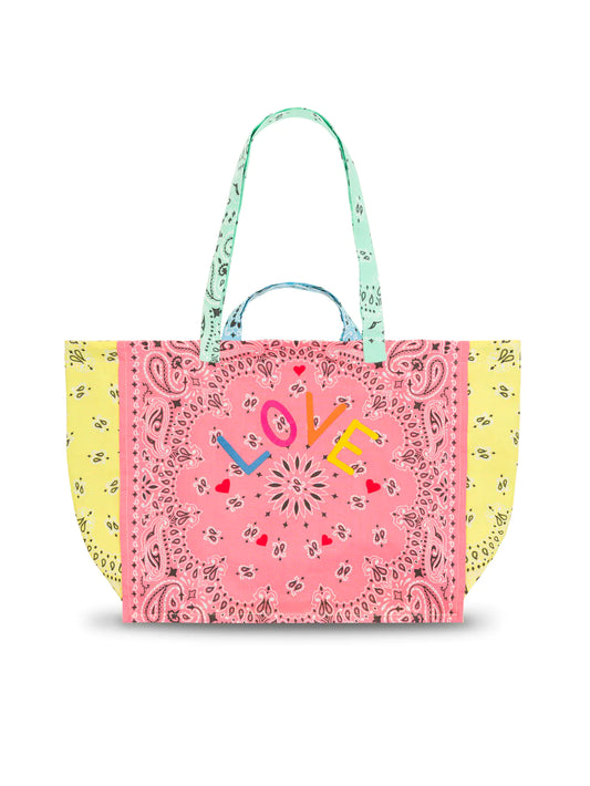 Medium Cabas Tote - LOVE - Strawberry Pink / Colorblock