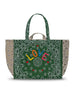 Quilted Maxi Cabas Tote - LOVE - Weekend Green / Beige