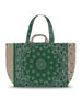 Quilted Maxi Cabas Tote - LOVE - Weekend Green / Beige