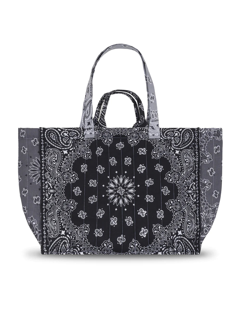 Quilted Maxi Cabas Tote - PATCHWORK - Dark Grey / Black