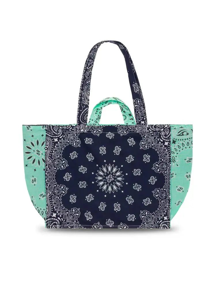 Medium Cabas Tote - HEARTS - Navy / Mint