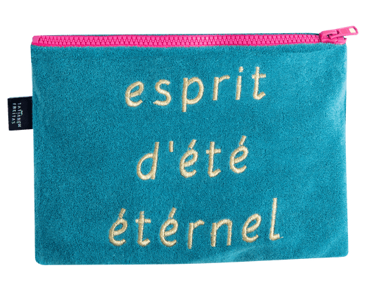 Duck Blue Terry Embroidered Pouches