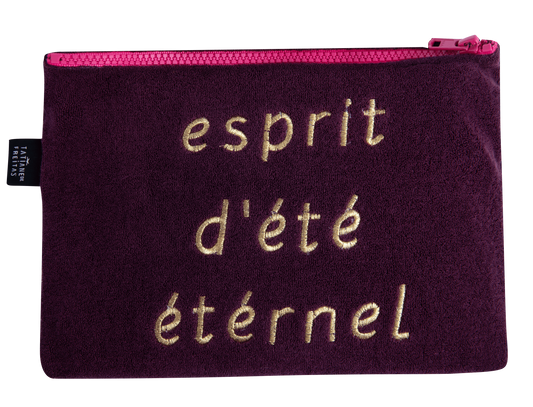 Plum Terry Embroidered Pouches