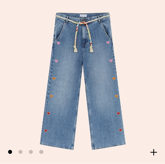 Embroidered Heart Jeans