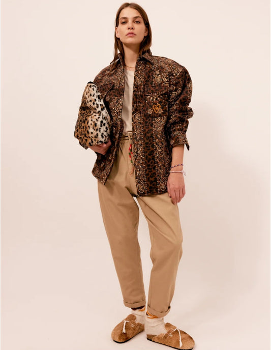 Quilted Shirt Jacket Leopard